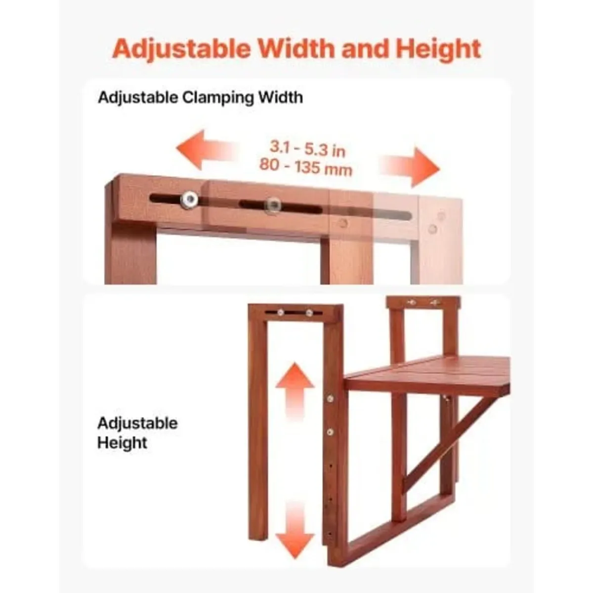 Balcony Hanging Table 560 x 280 mm 27 kg Folding R - Image 4