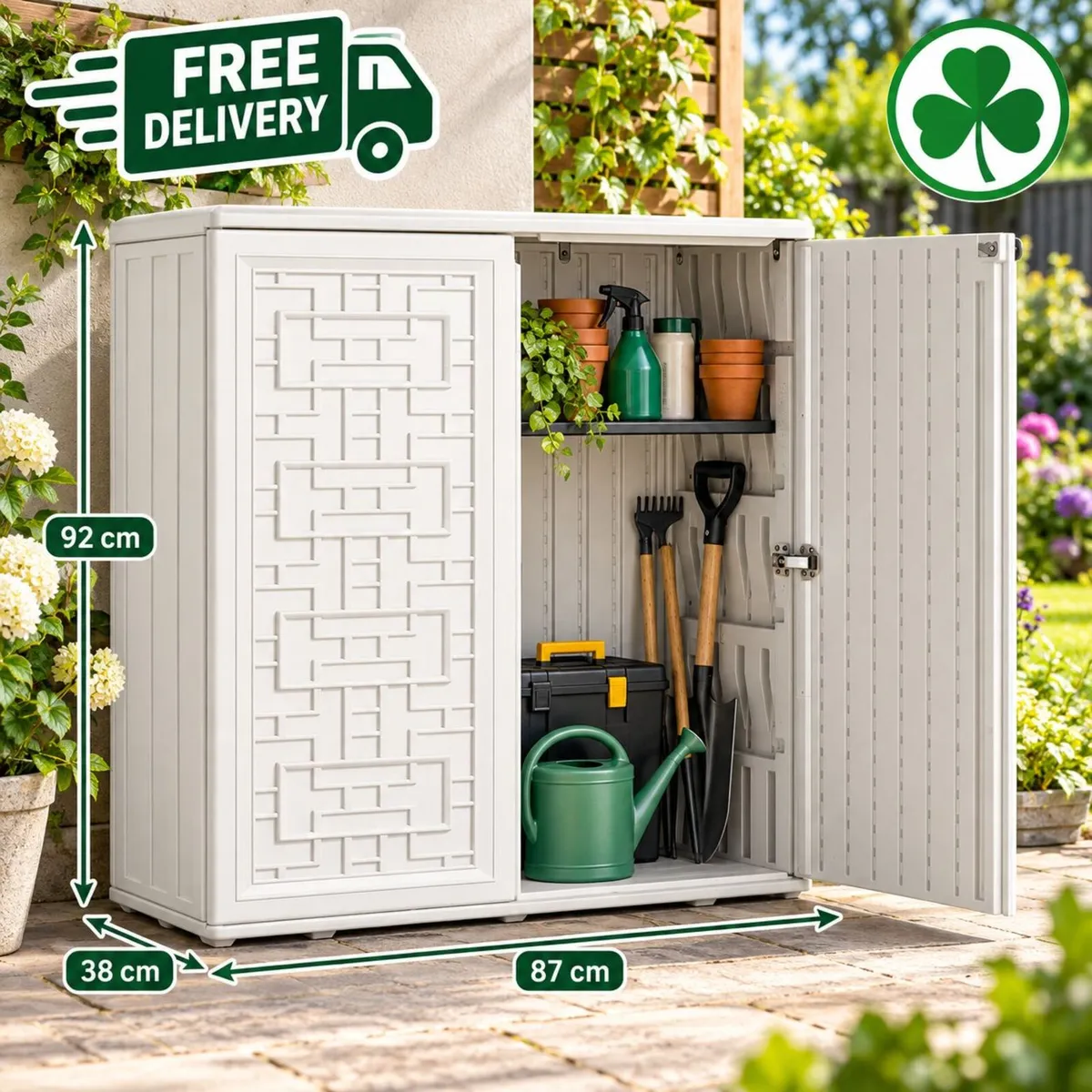 Outdoor Resin Storage Cabinet White Waterproof - Image 4