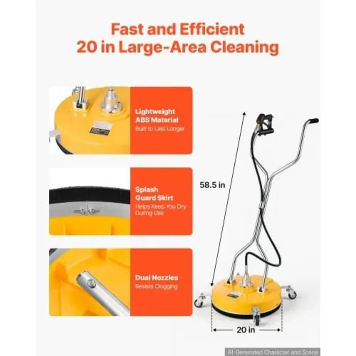 50.8 cm Pressure Washer Surface Cleaner with Wheel - Image 2