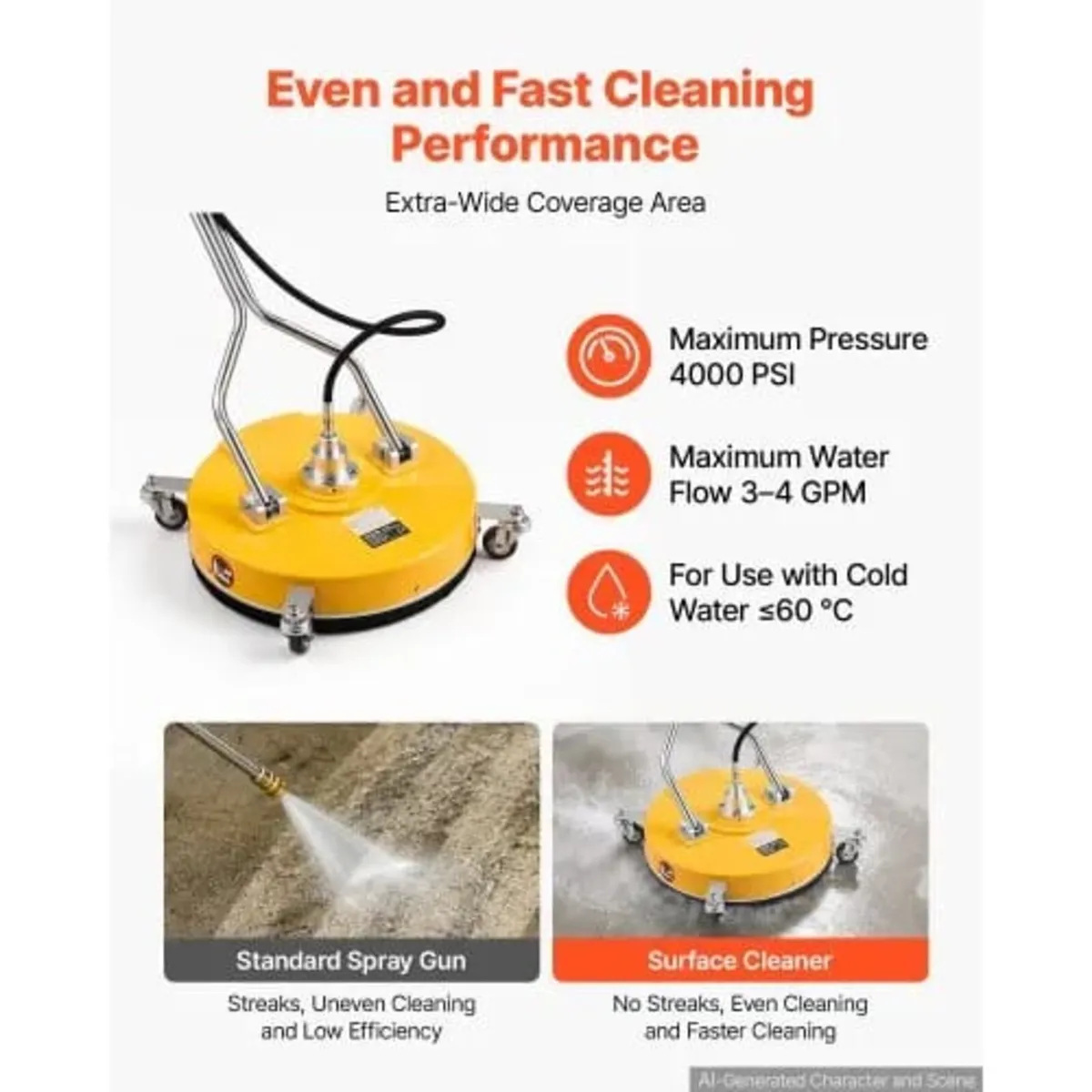 50.8 cm Pressure Washer Surface Cleaner with Wheel - Image 3