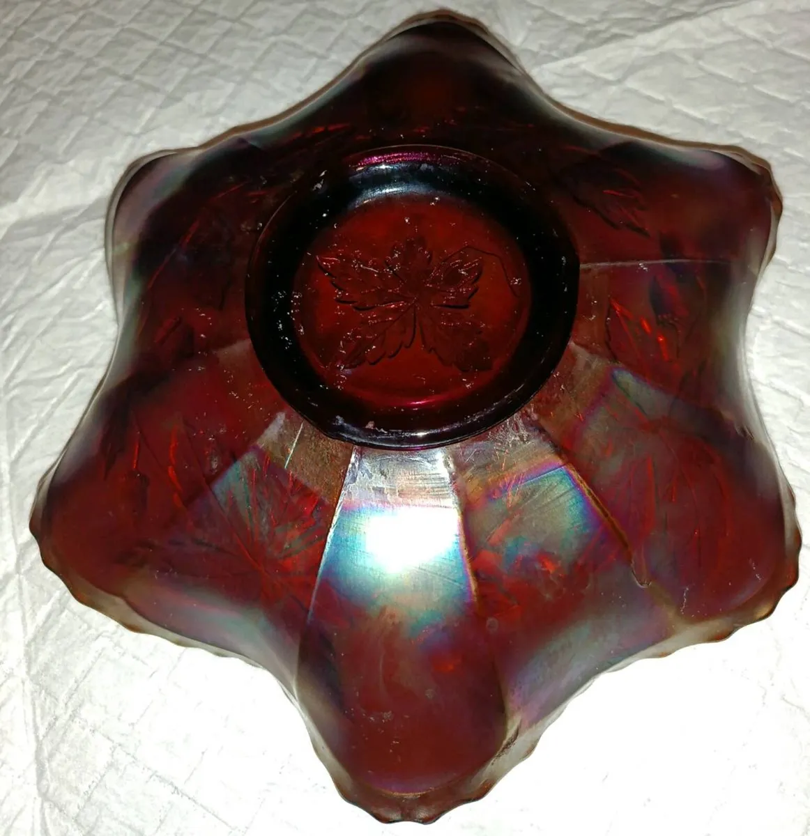 Fenton Carnival Glass AUTUMN ACORN Ruffled Bowl - Image 2