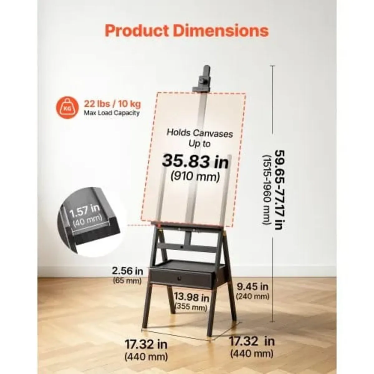 Studio H-Frame Easel Holds Canvas to 910 mm Beech - Image 3
