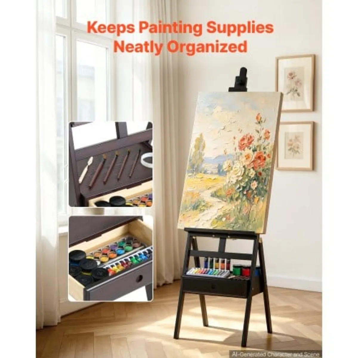 Studio H-Frame Easel Holds Canvas to 910 mm Beech - Image 4