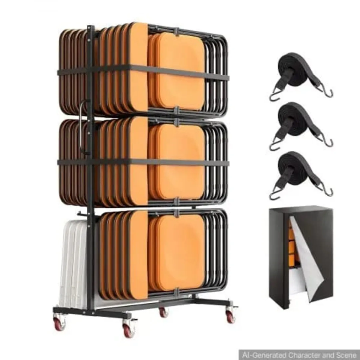 Folding Table and Chair Rack Cart 181.5 kg Holds 2 - Image 1