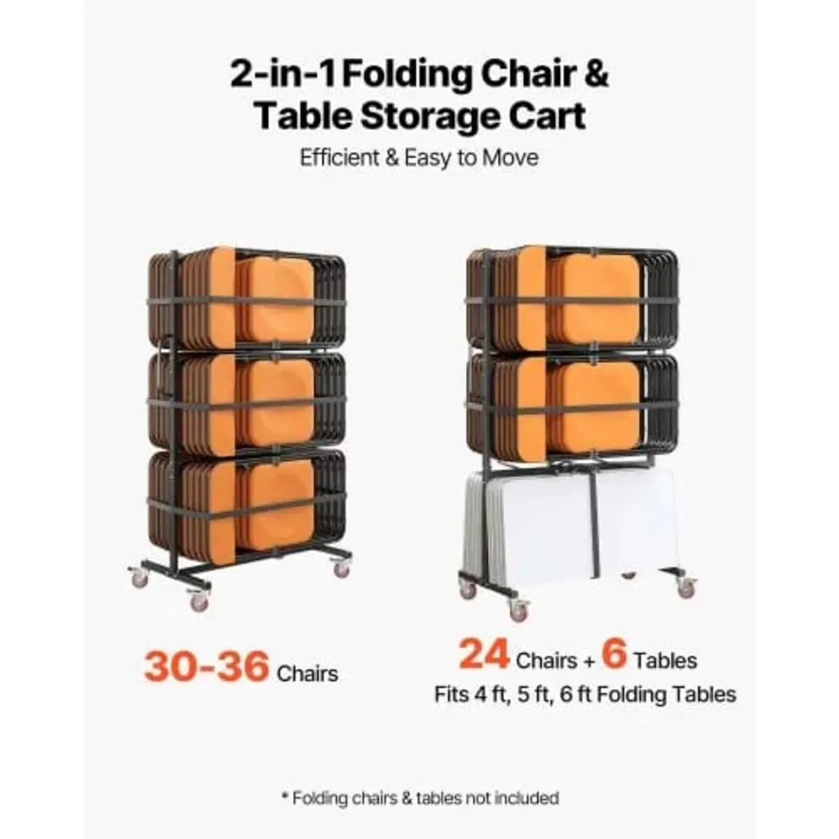 Folding Table and Chair Rack Cart 181.5 kg Holds 2 - Image 3