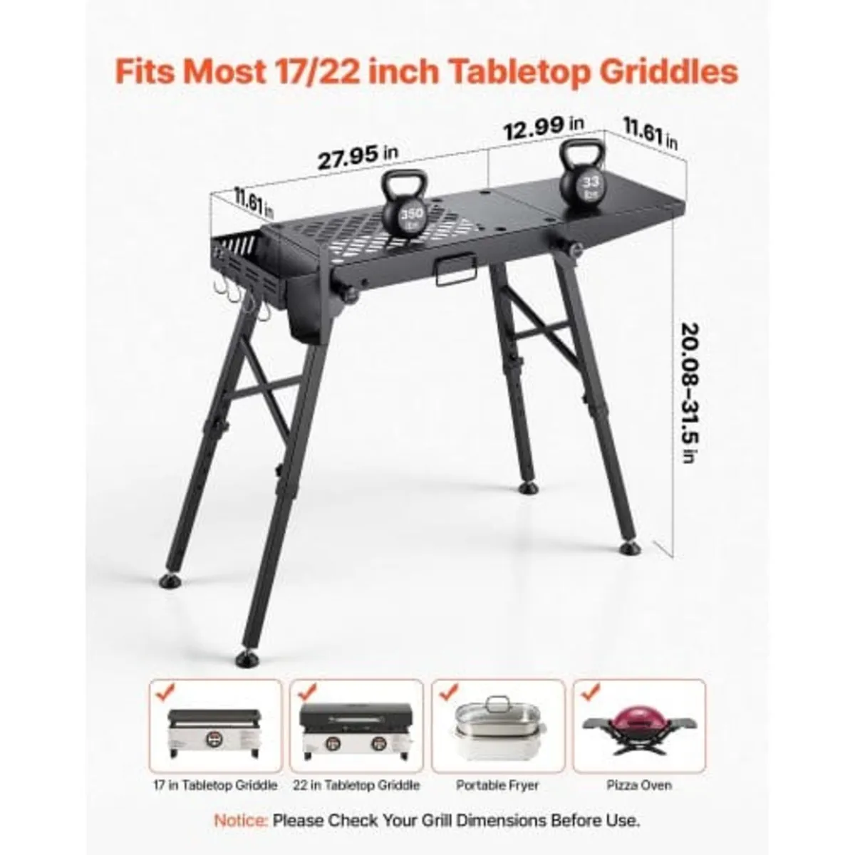 Folding Grill Table 104x30 cm Camping Griddle Stan - Image 3