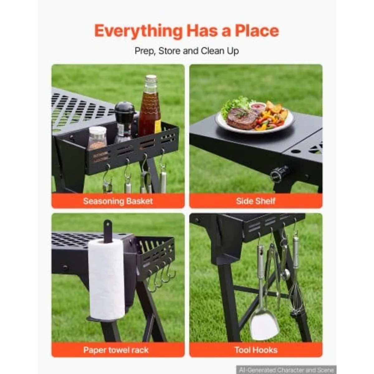 Folding Grill Table 104x30 cm Camping Griddle Stan - Image 4