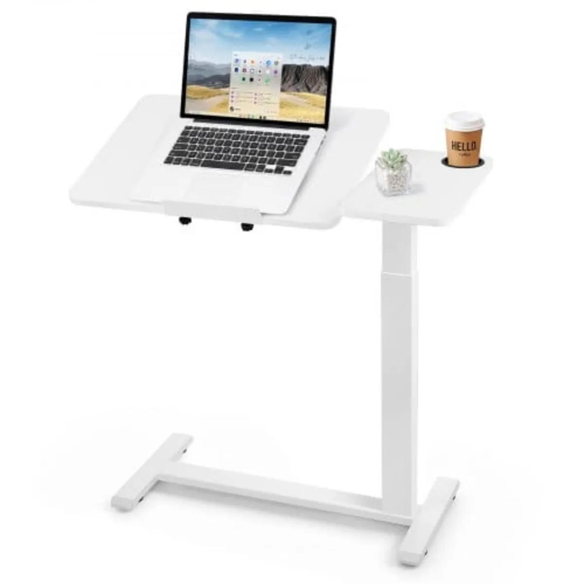 Overbed Table 800 x 400 mm Mobile Bedside Table wi - Image 1