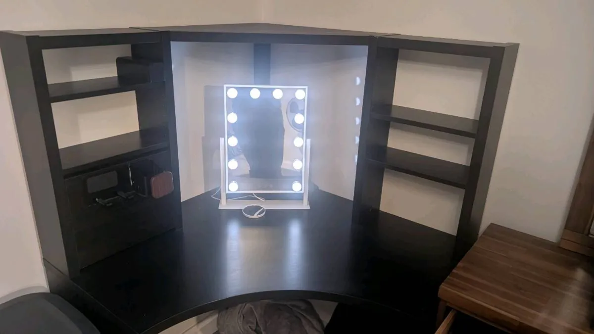 Ikea Corner Makeup Desk with Storage - Image 1
