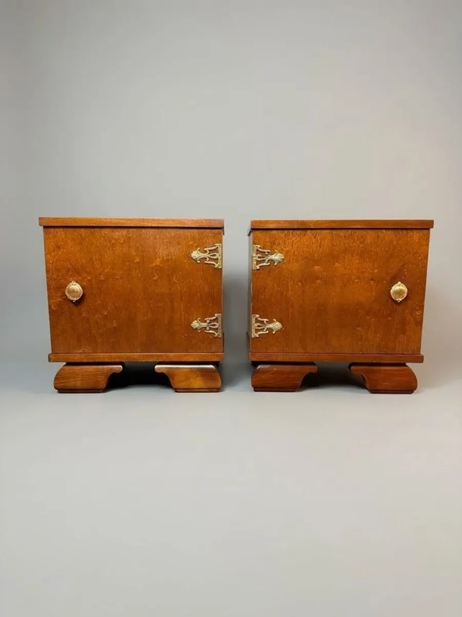 Mid-Century Italian Walnut Nightstands with Brass Hardware - Image 1