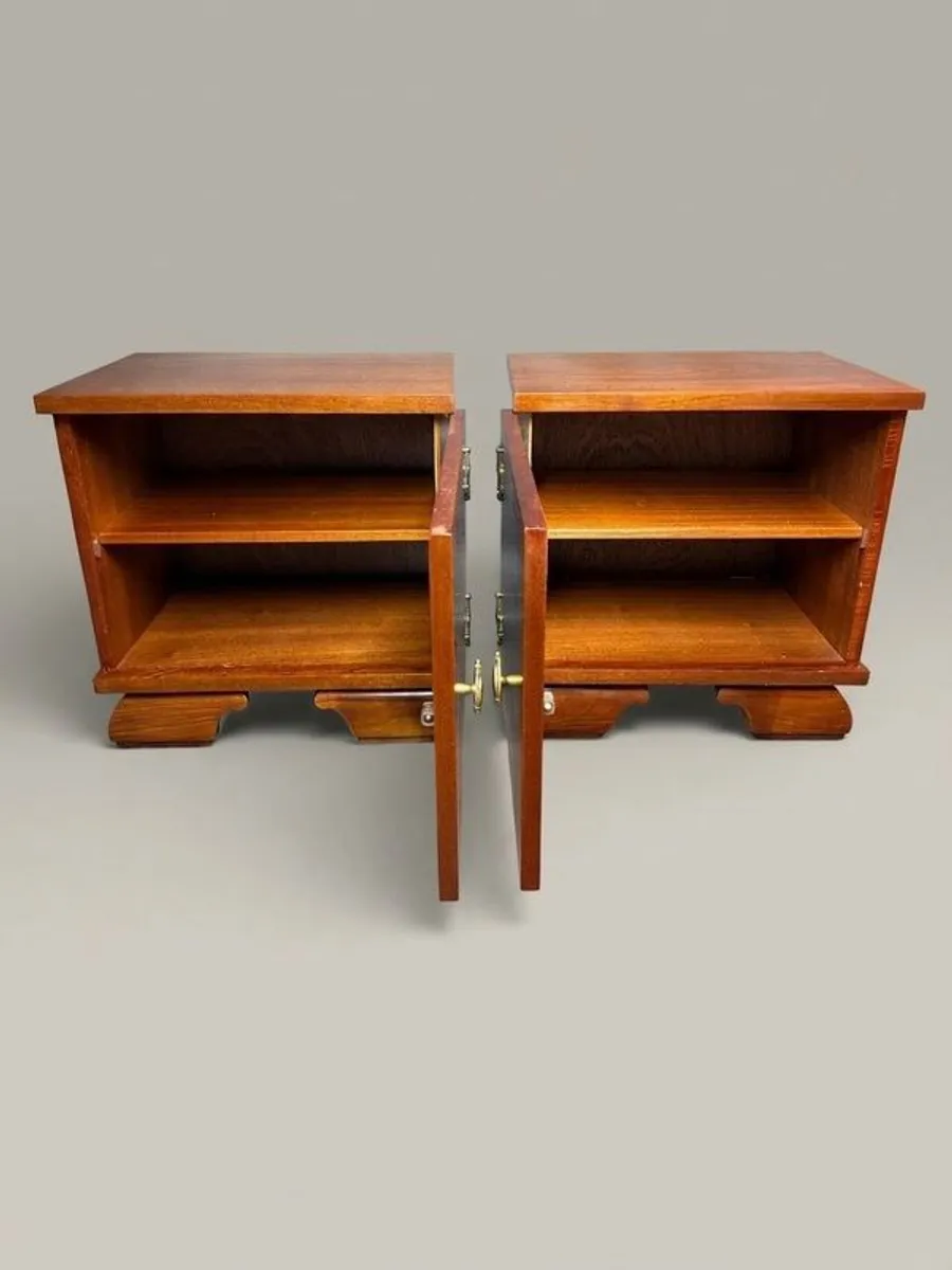 Mid-Century Italian Walnut Nightstands with Brass Hardware - Image 2