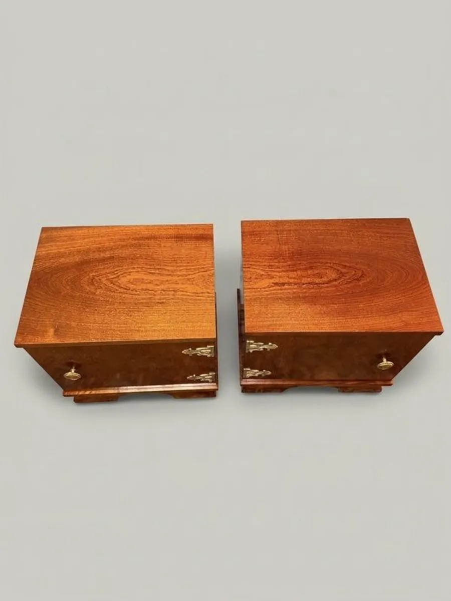 Mid-Century Italian Walnut Nightstands with Brass Hardware - Image 3