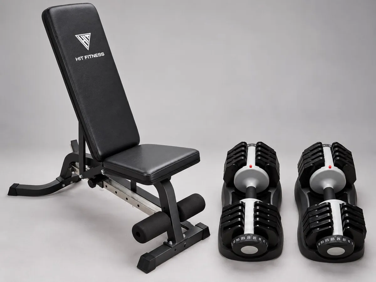 Adjustable Bench & Dumbells - Image 1