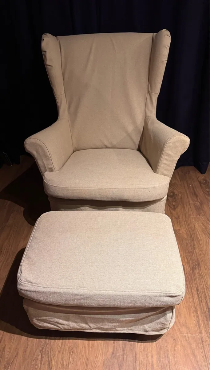 IKEA Strandmon Armchair and Footstool - Image 1