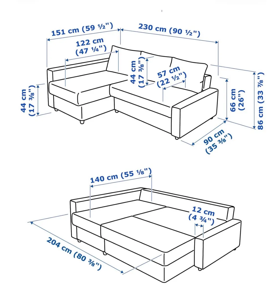 Ikea friheten corner sofa couch double bed - Image 3