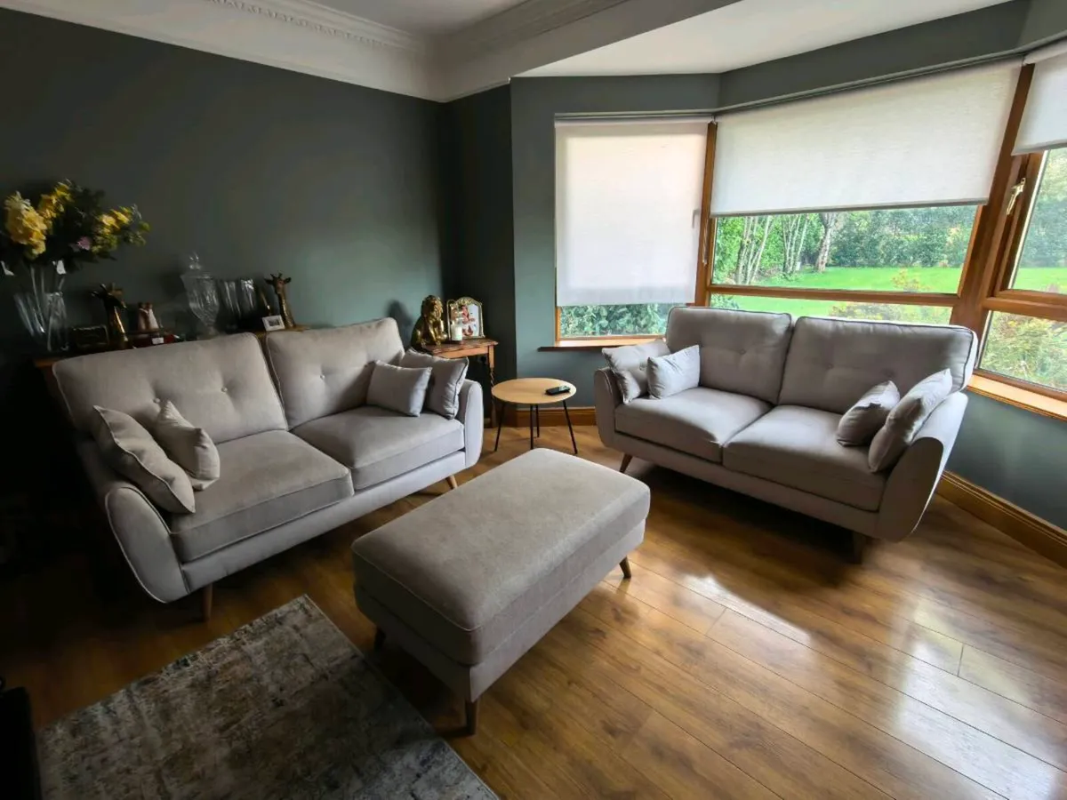 2 x 2 seater couches and poof - Image 1