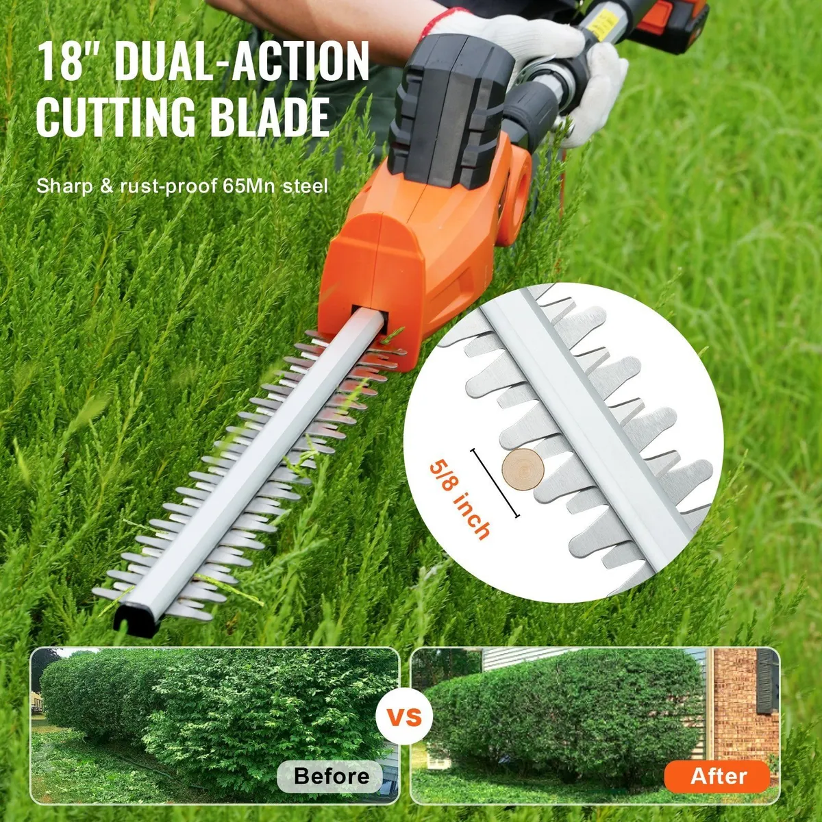 20V 18in Cordless Telescopic Hedge Trimmer - Image 4