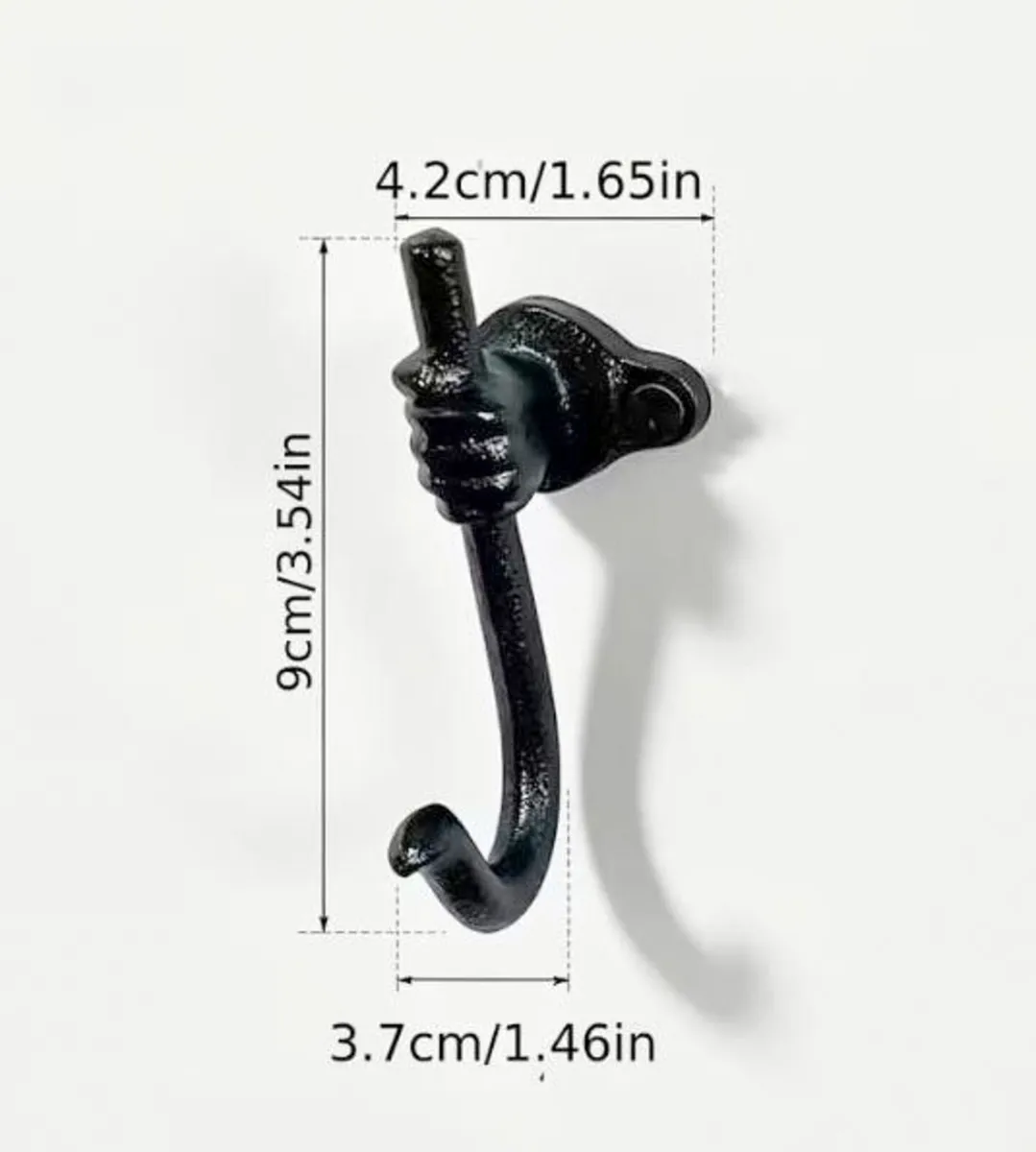 Black Cast Iron Hand Wall Hook (new). - Image 1