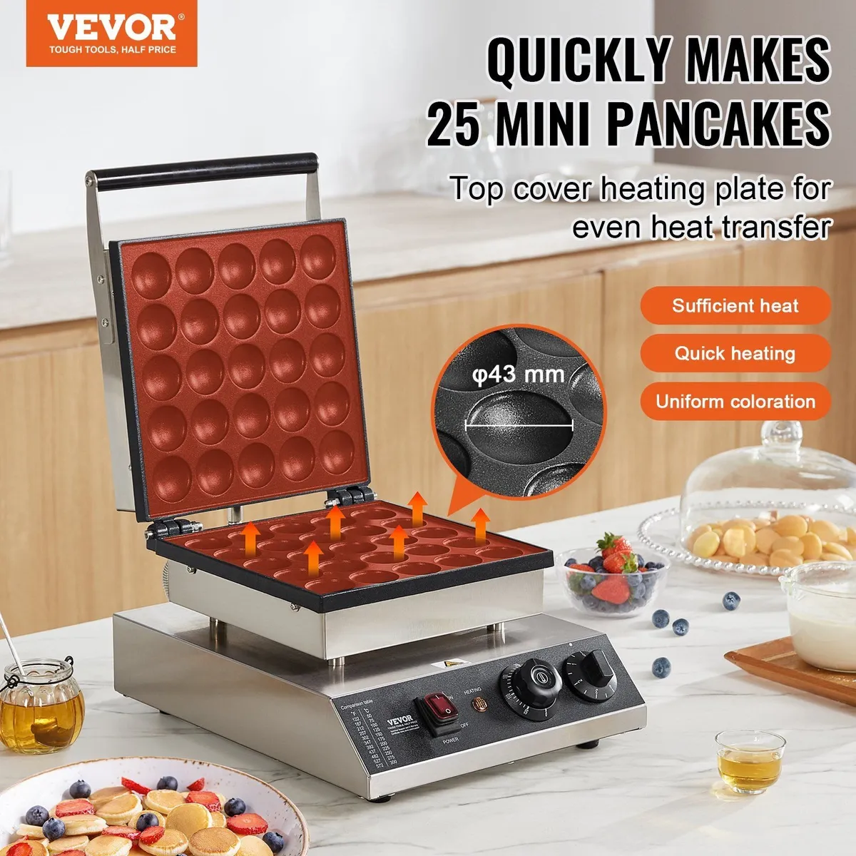 25-Hole Mini Dutch Pancake Maker 1700W - Image 2