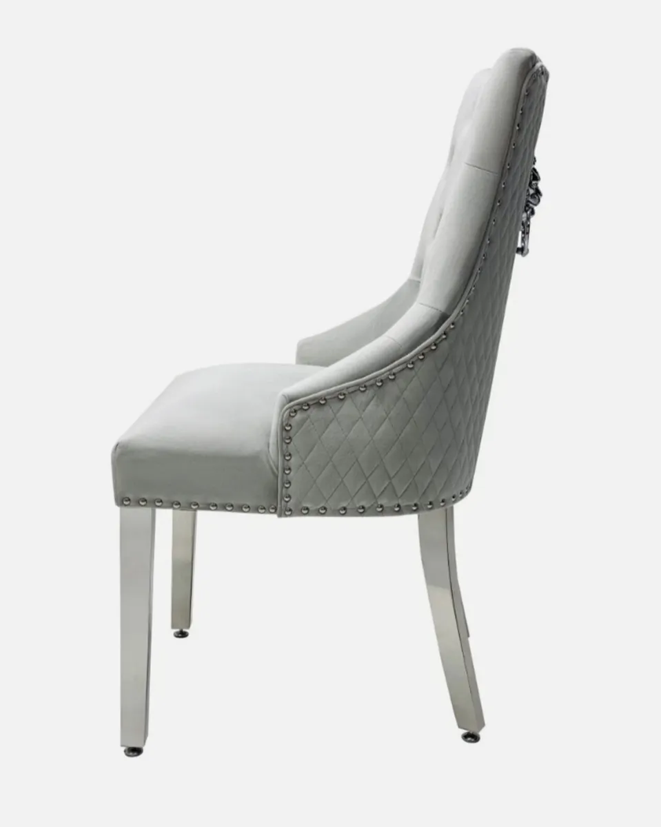 Four grey lion knocker chairs - Image 1