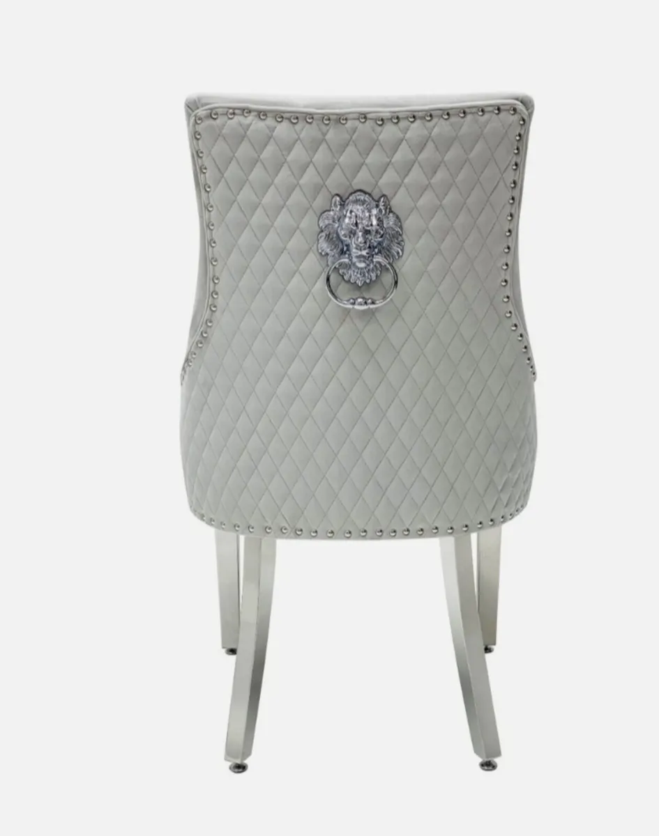 Four grey lion knocker chairs - Image 2