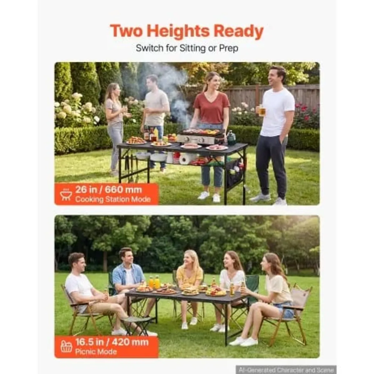 Folding Grill Table 120x60 cm Camping Tables 55 kg - Image 3