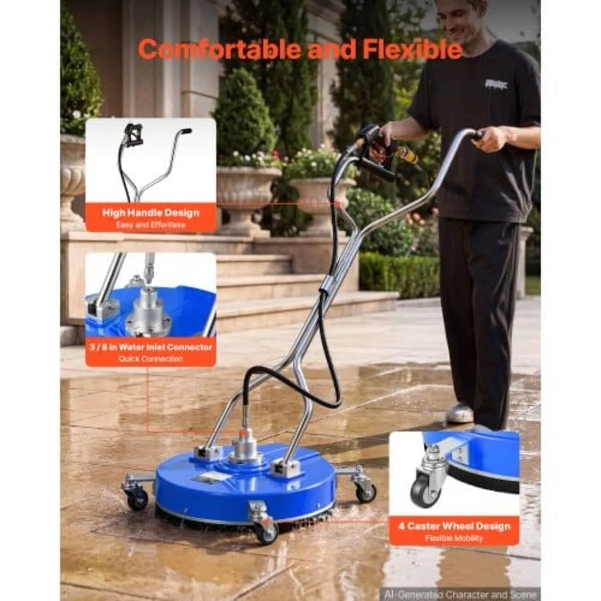 50.8 cm Pressure Washer Surface Cleaner with Wheel - Image 2