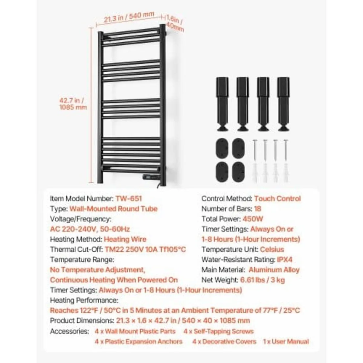 Heated Towel Warmer Rack for Bathroom Electric Wal - Image 4