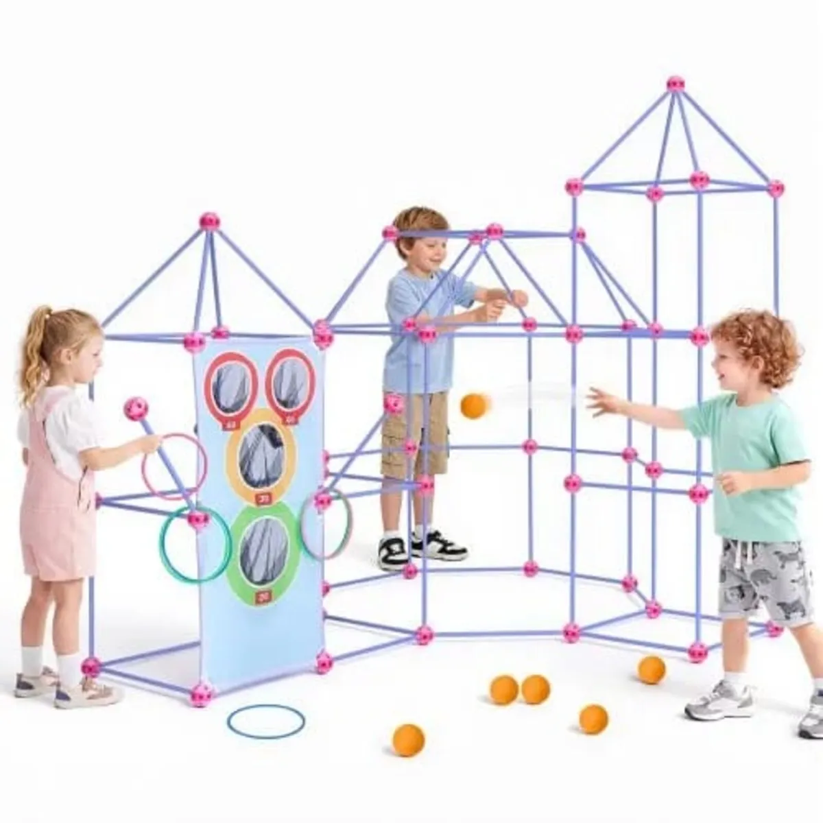 Fort Building Kit for Kids, 225 PCS Creative STEM - Image 1