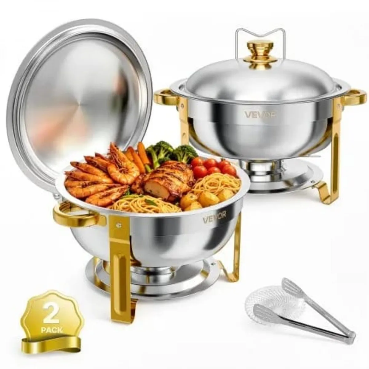 2 Packs Chafing Dishes for Buffet Set, 5.7L Stainl - Image 1