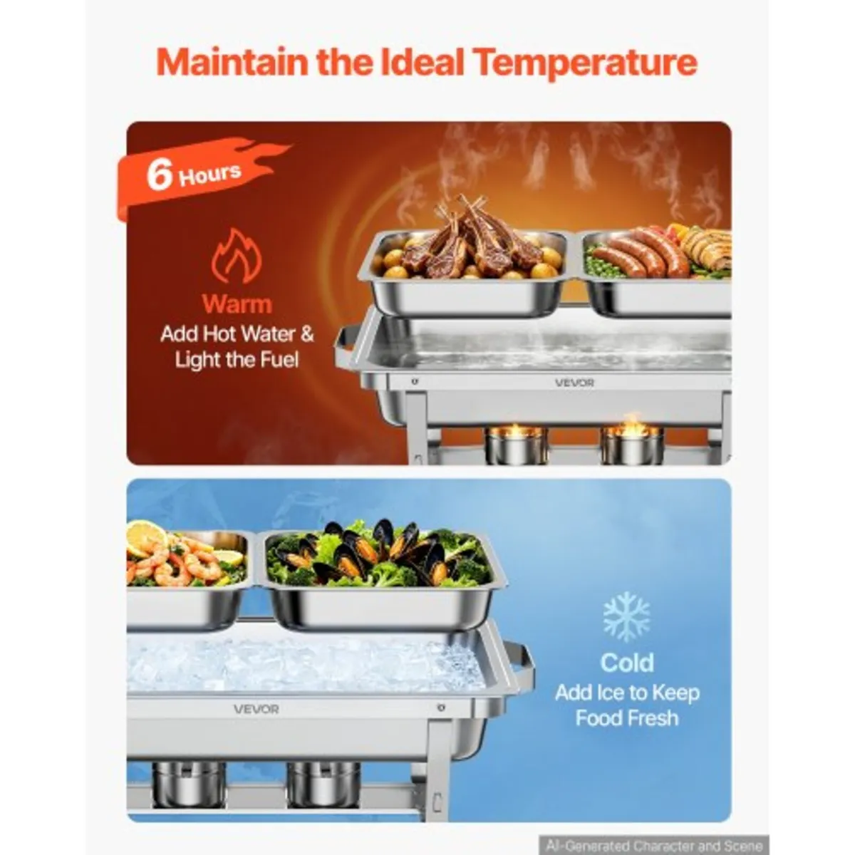 3 Packs Chafing Dishes for Buffet Set, 8.5L Stainl - Image 2
