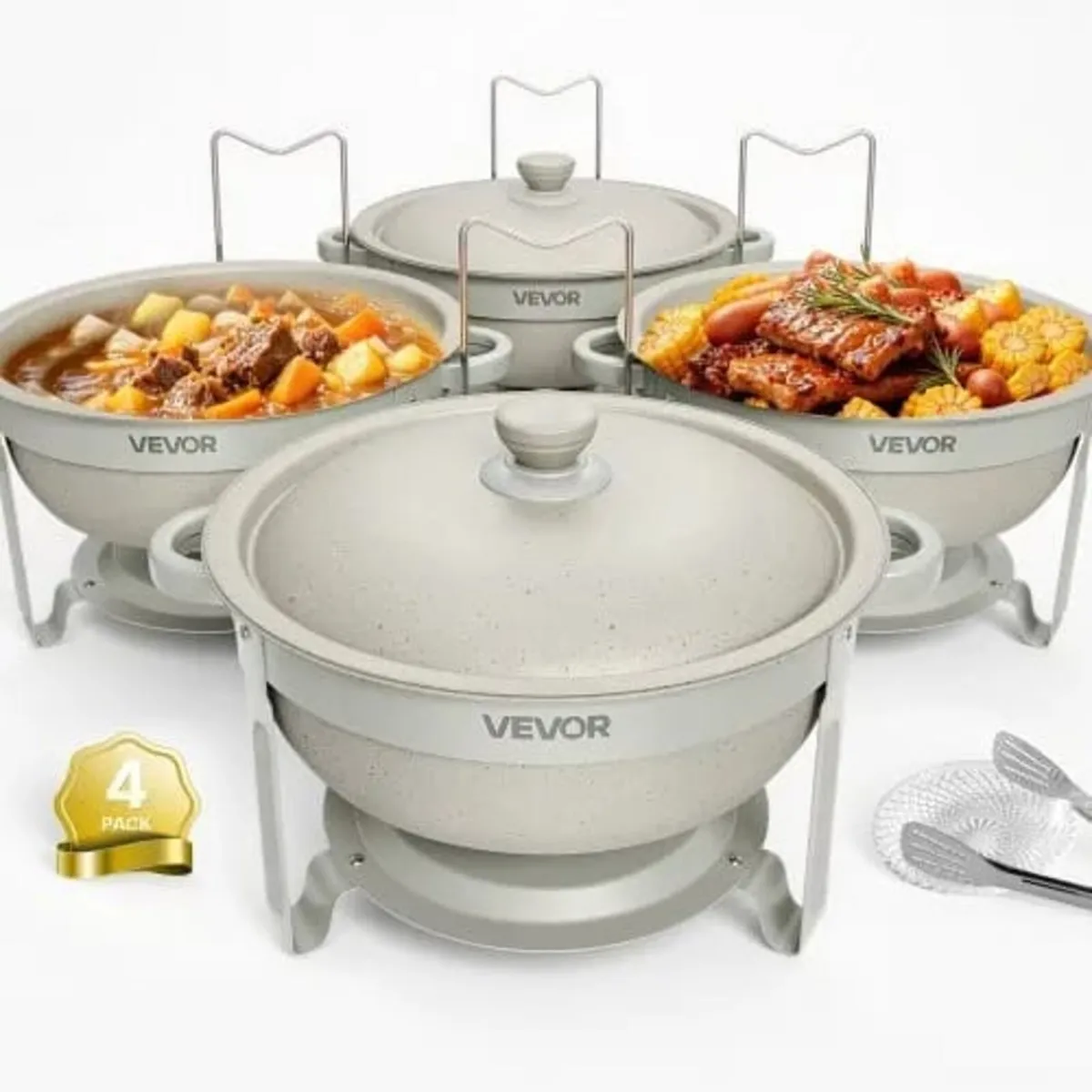 4 Packs Chafing Dishes for Buffet Set, 5.7L Stainl - Image 1
