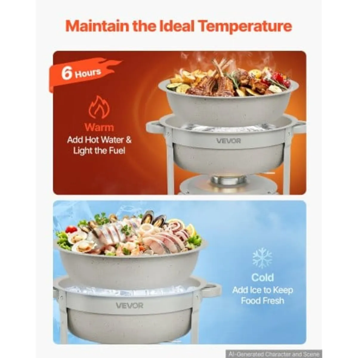 4 Packs Chafing Dishes for Buffet Set, 5.7L Stainl - Image 3