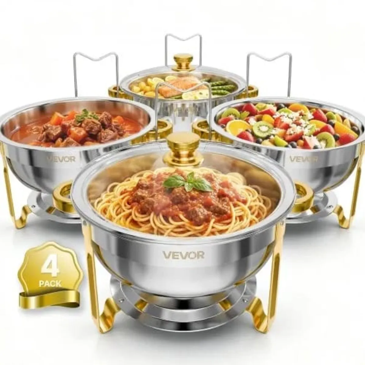 4 Packs Chafing Dishes for Buffet Set, 5.7L Stainl - Image 1