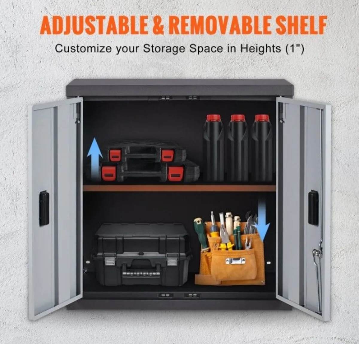 Wall Mounted Garage Storage Cabinet Lockable Metal - Image 4