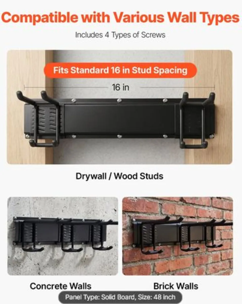 Garage Tool Organizer 1257.3 mm 272 kg Wall Mount - Image 4