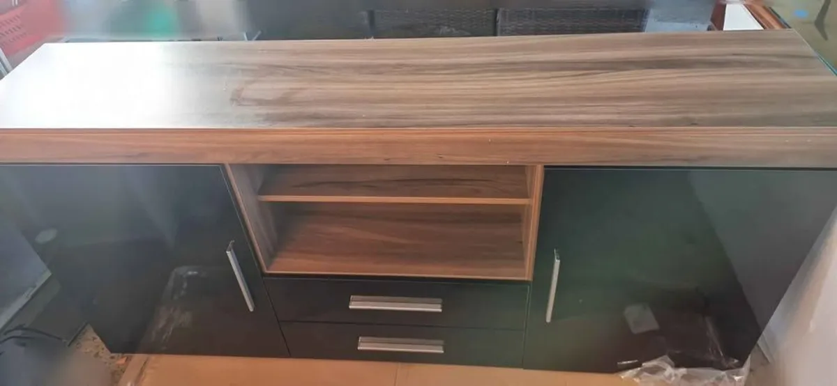 Sideboard or TV Stand – Walnut & Black Gloss - Image 2