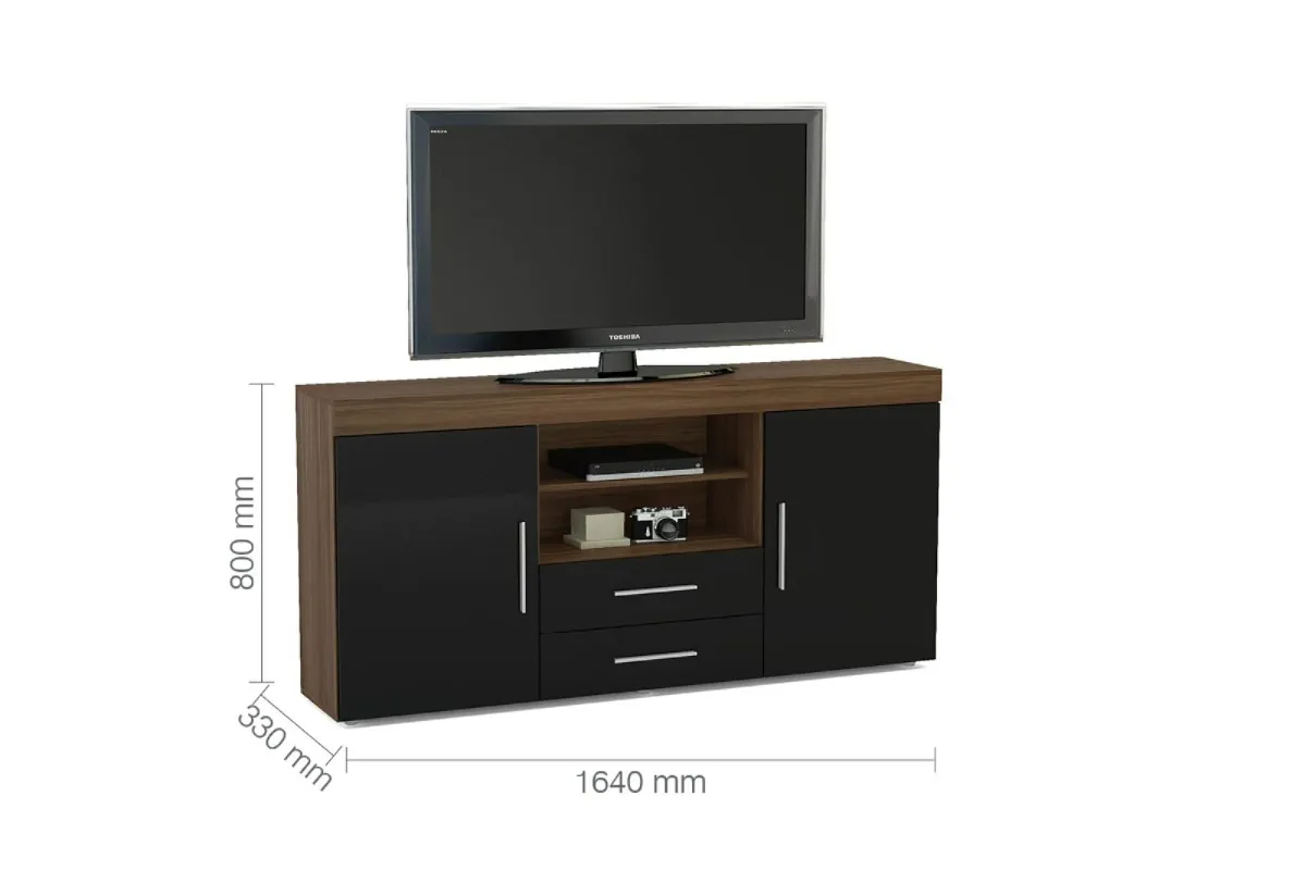 Sideboard or TV Stand – Walnut & Black Gloss - Image 1