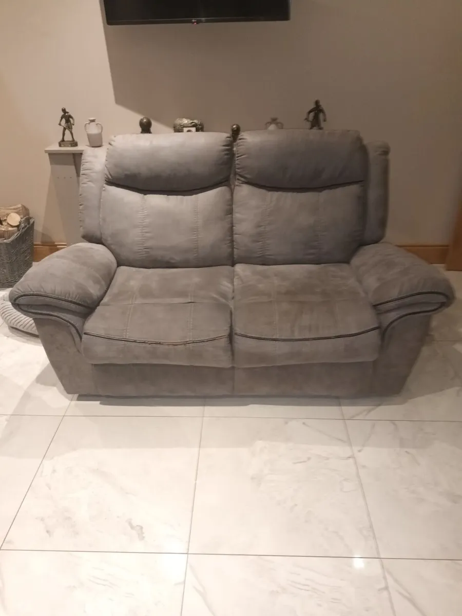 2 seater grey suede sofa - Image 1