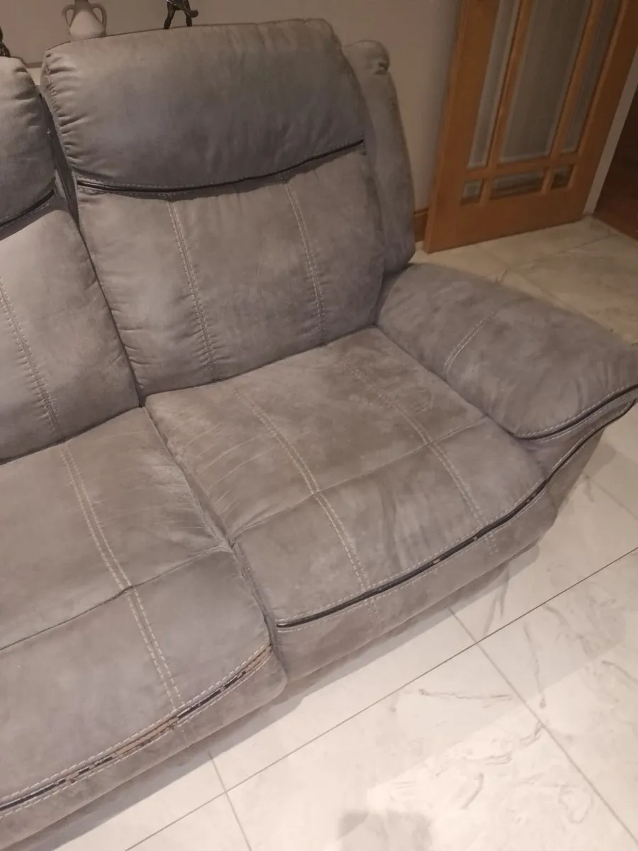 2 seater grey suede sofa - Image 2
