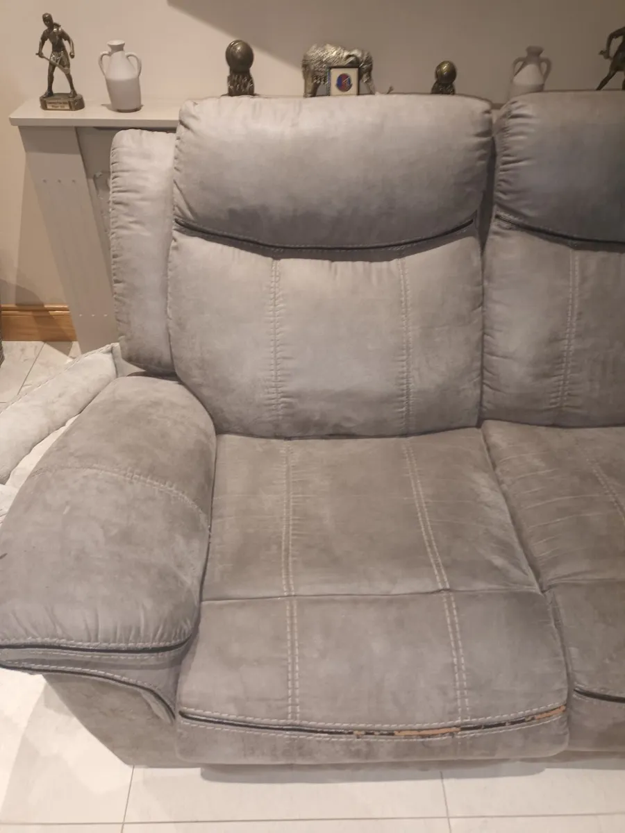 2 seater grey suede sofa - Image 3