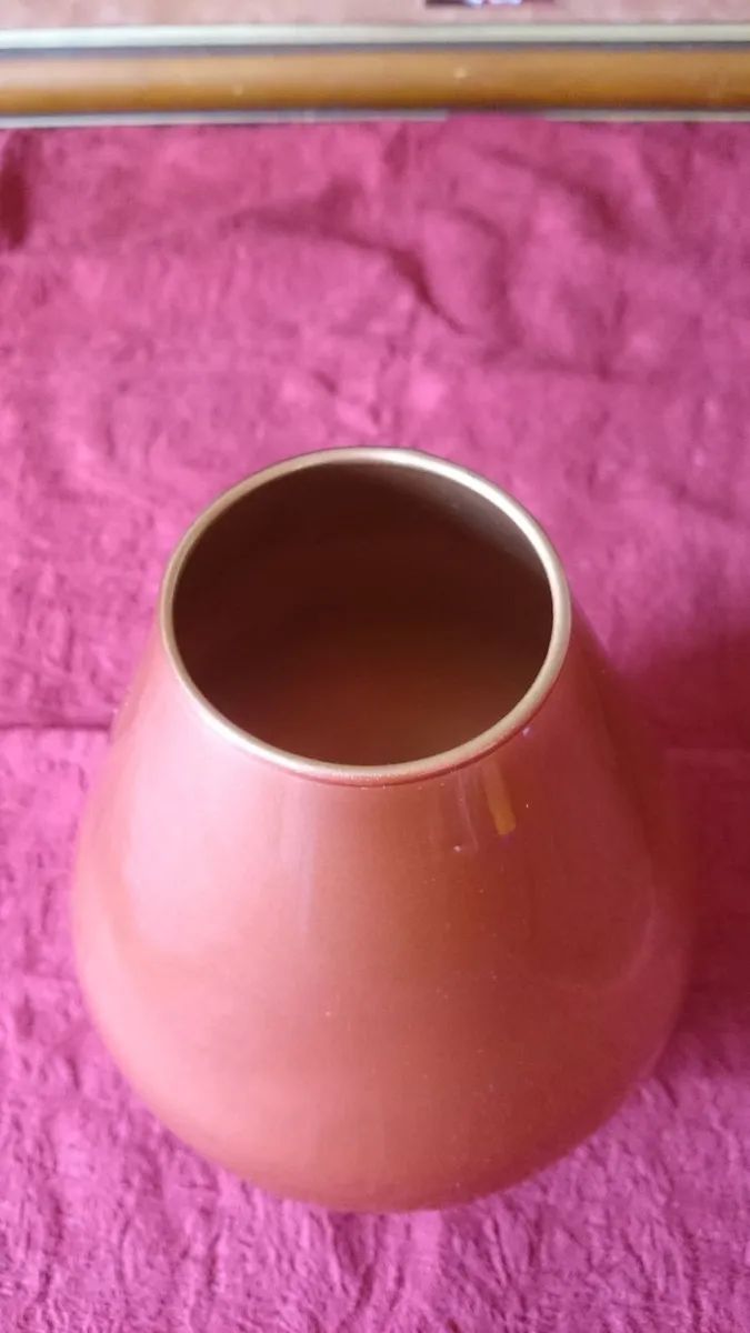 9 Inches Tall Orange Glass Vase Made In Spain - Image 3
