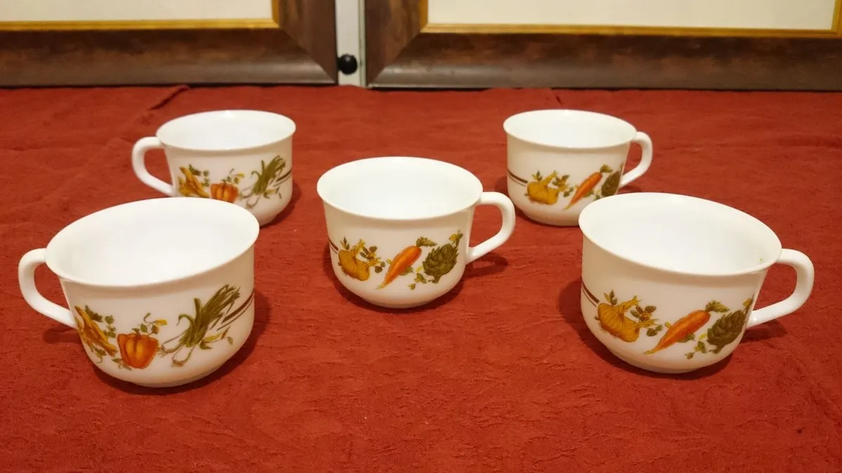 5 Pcs. Arcopal France Colorful Milk Glass Tea Cups - Image 1
