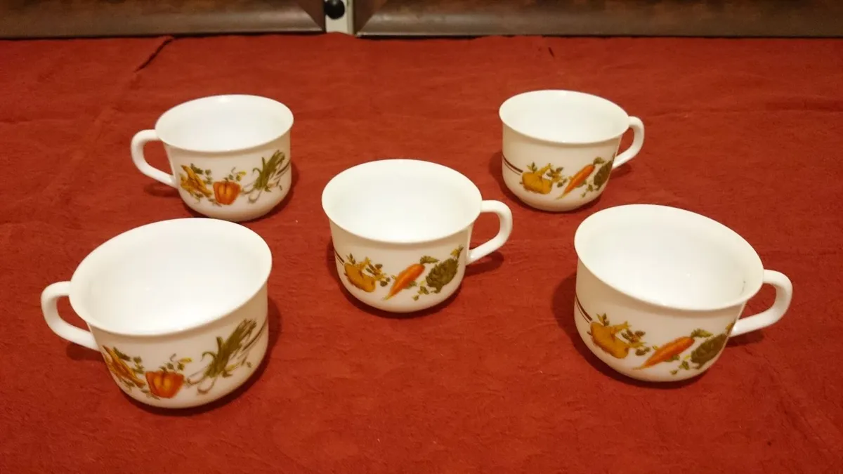 5 Pcs. Arcopal France Colorful Milk Glass Tea Cups - Image 2