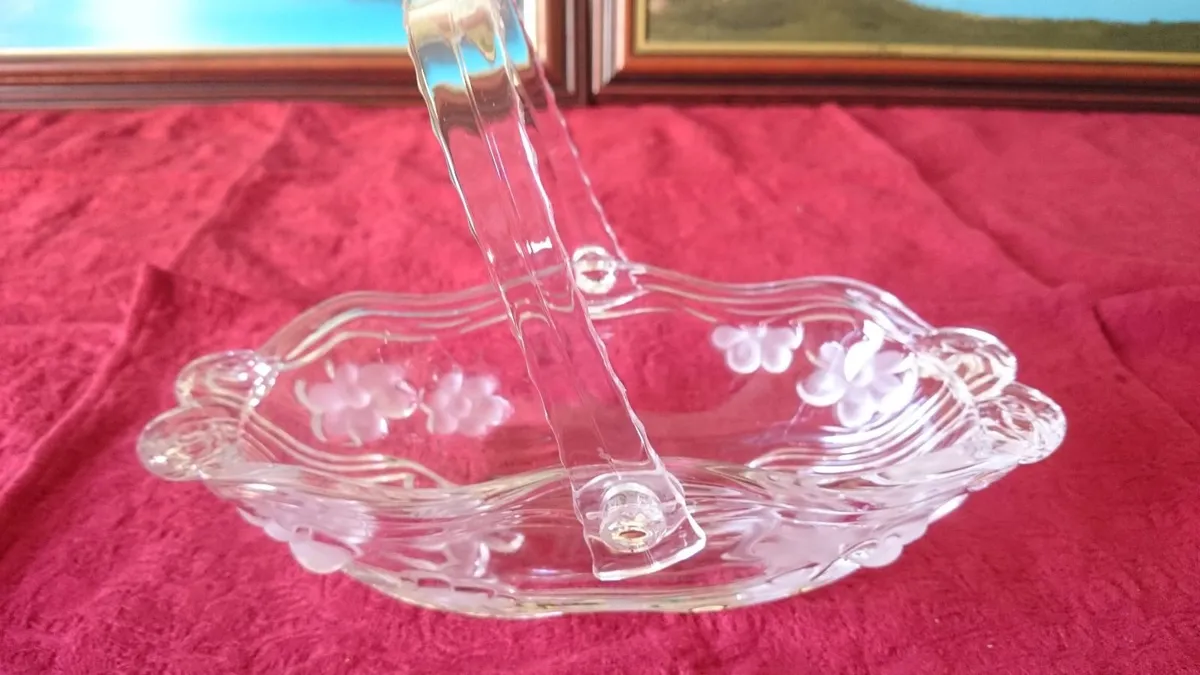 Original Waltherglas Germany Art Deco Glass Basket - Image 4
