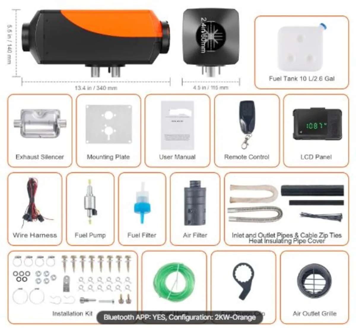 Bluetooth App Control Diesel Air Heater, 12V 2KW - Image 3