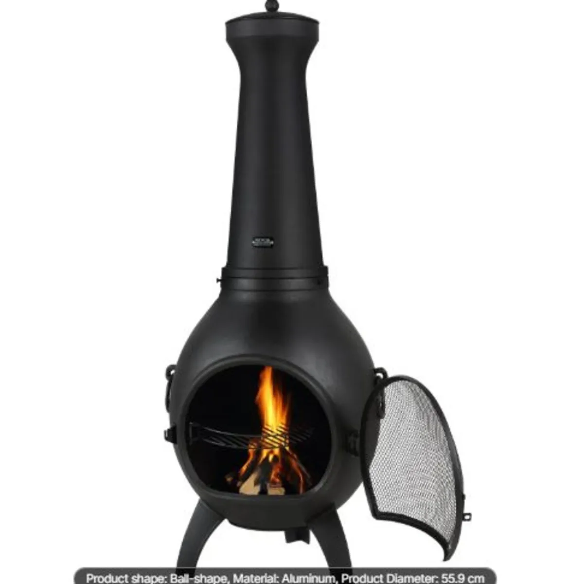 Chiminea, 22 Inch Outdoor Wood Burning Firepit, - Image 4