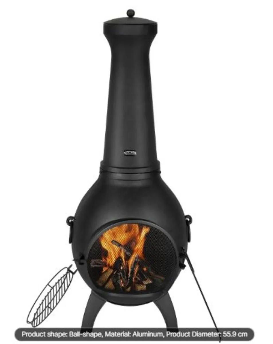 Chiminea, 22 Inch Outdoor Wood Burning Firepit, - Image 1