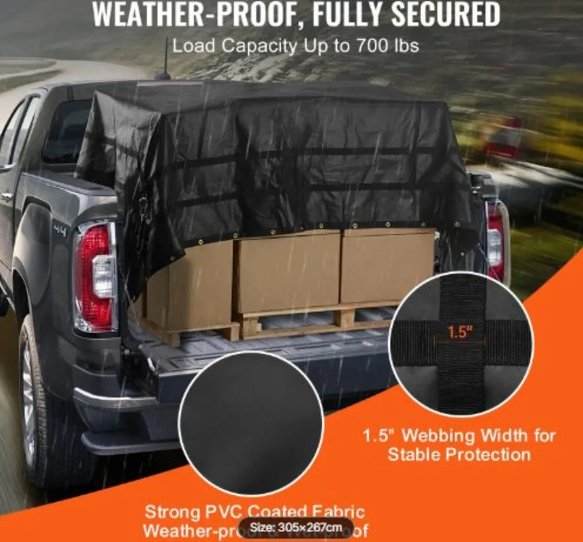 Cargo Net, 120 in x 105 in,Heavy Duty Truck Cargo - Image 2