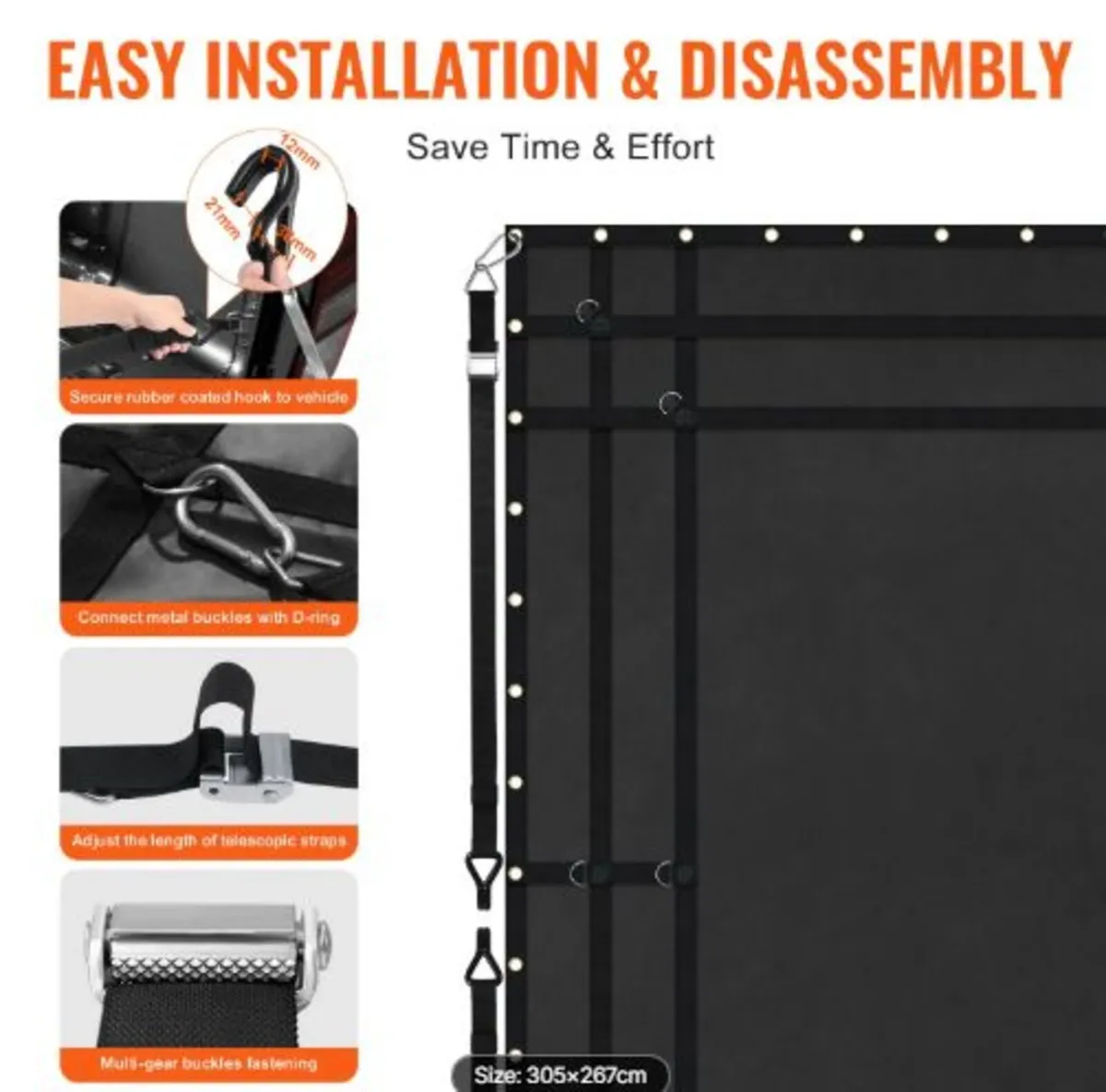 Cargo Net, 120 in x 105 in,Heavy Duty Truck Cargo - Image 3